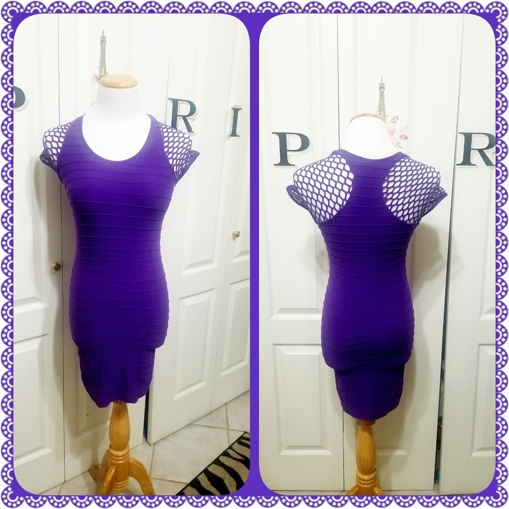 Y2k Bright Purple fitted Mini Dress one size New